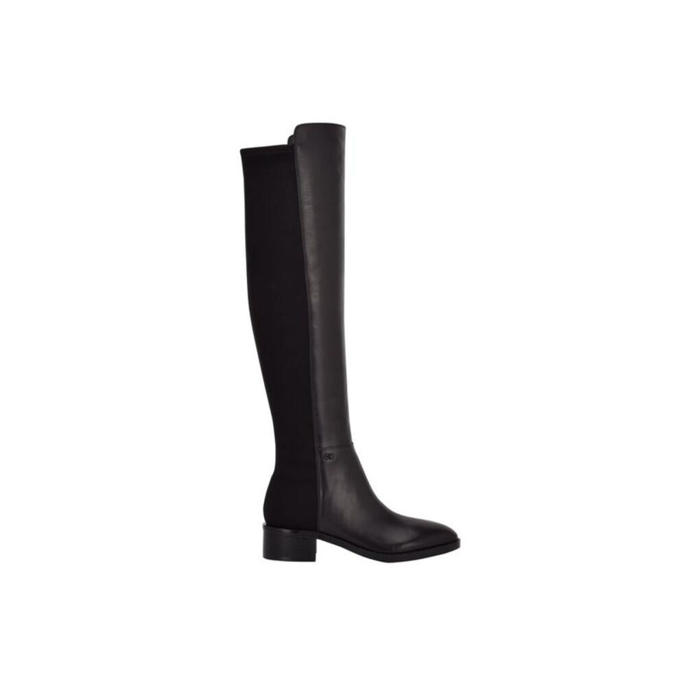 CALVIN KLEIN Womens Black Deedee Toe Block Heel Leather Heeled Boots 5 M - Picture 2 of 4